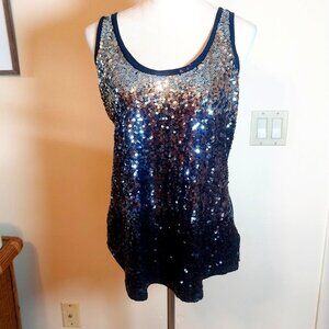 EXPRESS SIZE L NAVY BLUE SEQUIN TANK TOP